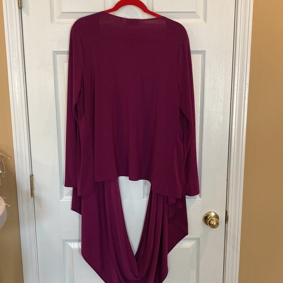 Women's Purple Wrap Around Knit Top/Blouse By Attitudes by Renee. Size L - Picture 8 of 10